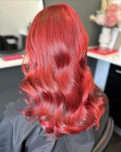 Bold red hair colour at Lincoln's best hairdressers Bold red hair colour at Lincoln's best hairdressers